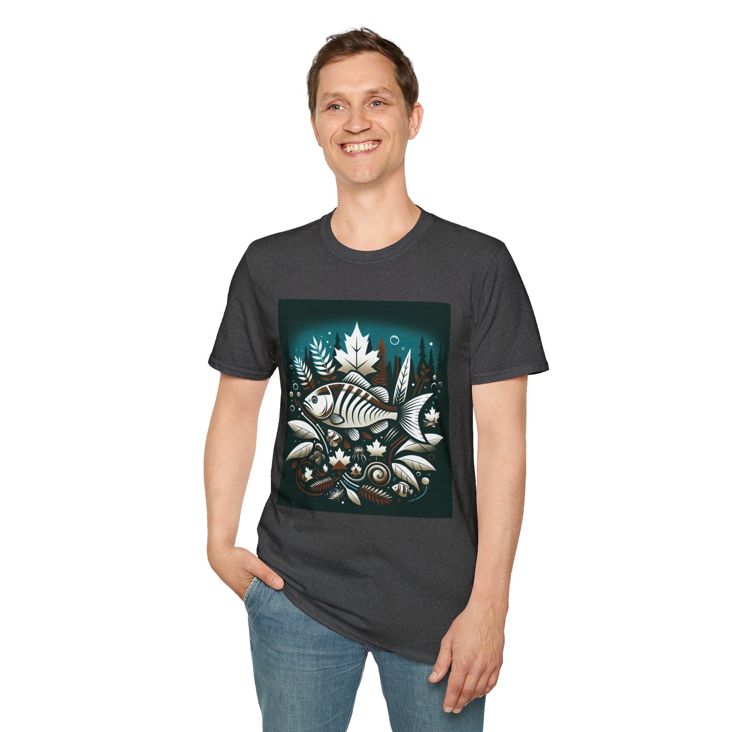 Nature-Inspired Fish T-Shirt - Unisex Softstyle Tee for Outdoor Enthusiasts