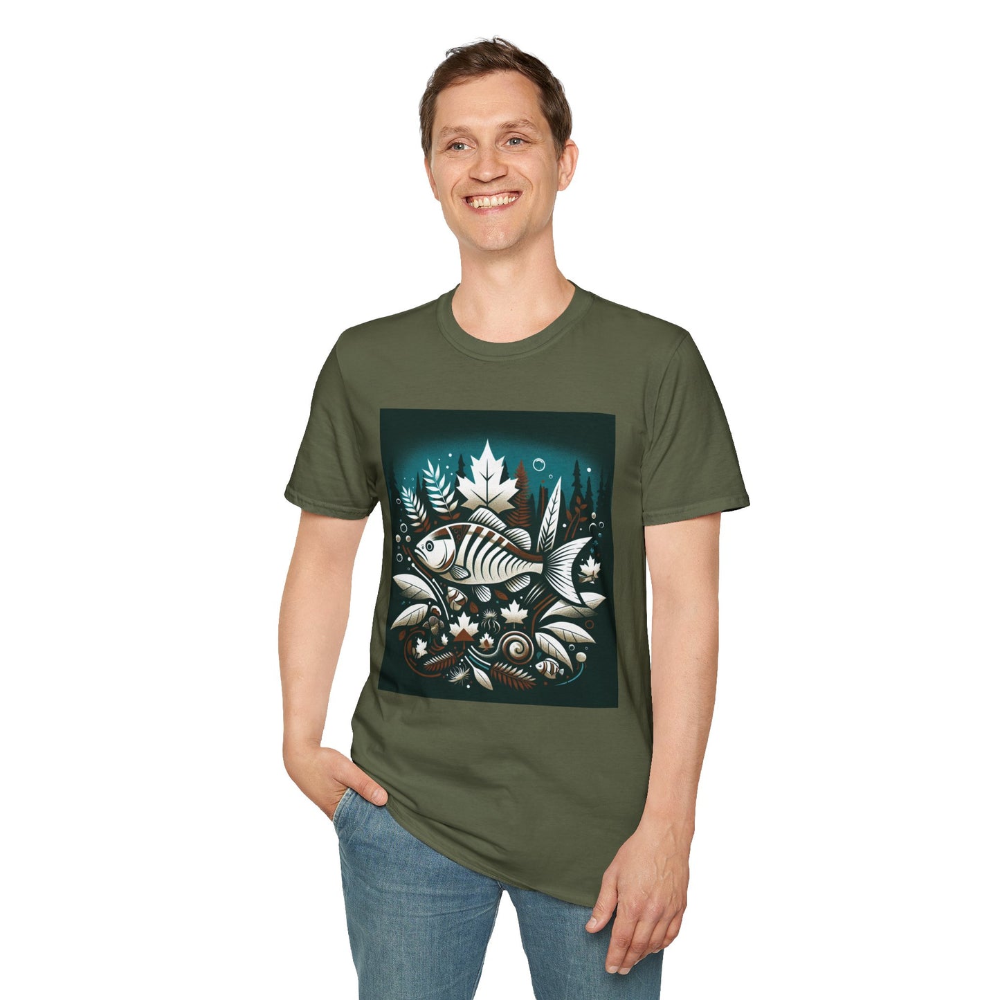 Nature-Inspired Fish T-Shirt - Unisex Softstyle Tee for Outdoor Enthusiasts