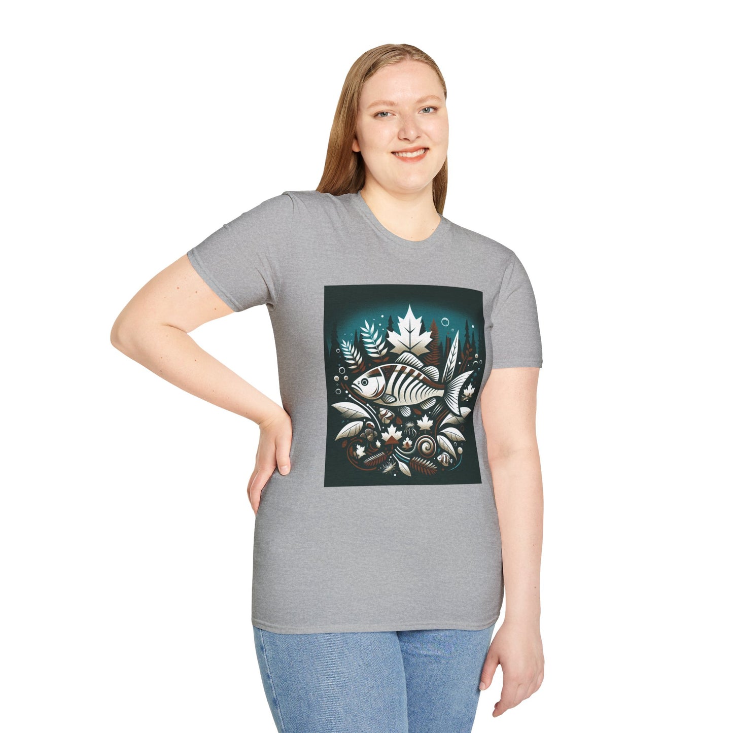 Nature-Inspired Fish T-Shirt - Unisex Softstyle Tee for Outdoor Enthusiasts