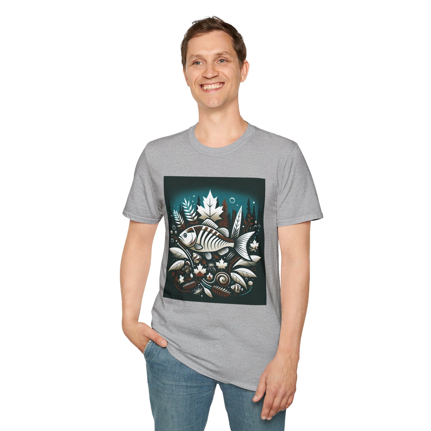 Nature-Inspired Fish T-Shirt - Unisex Softstyle Tee for Outdoor Enthusiasts
