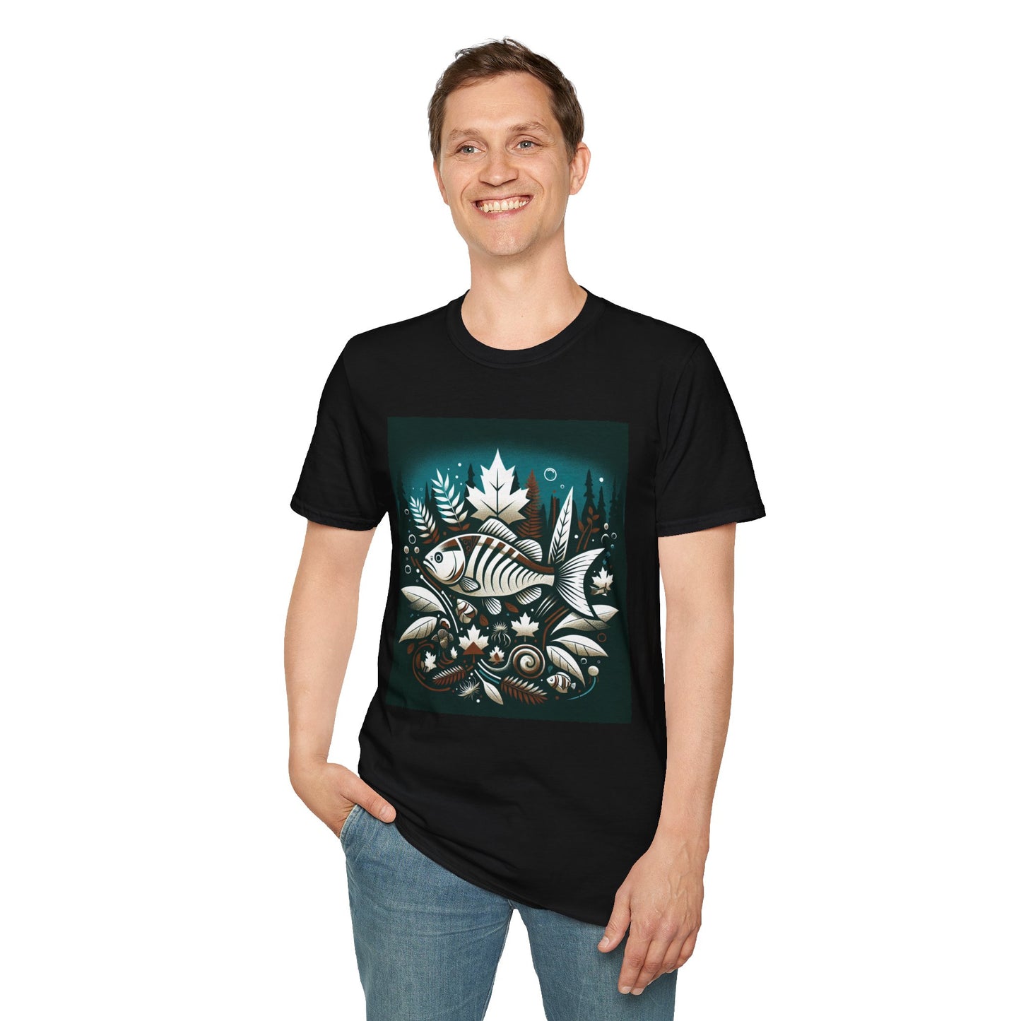 Nature-Inspired Fish T-Shirt - Unisex Softstyle Tee for Outdoor Enthusiasts
