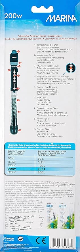 Marina Submersible Heater (200W up to 55 gallon)