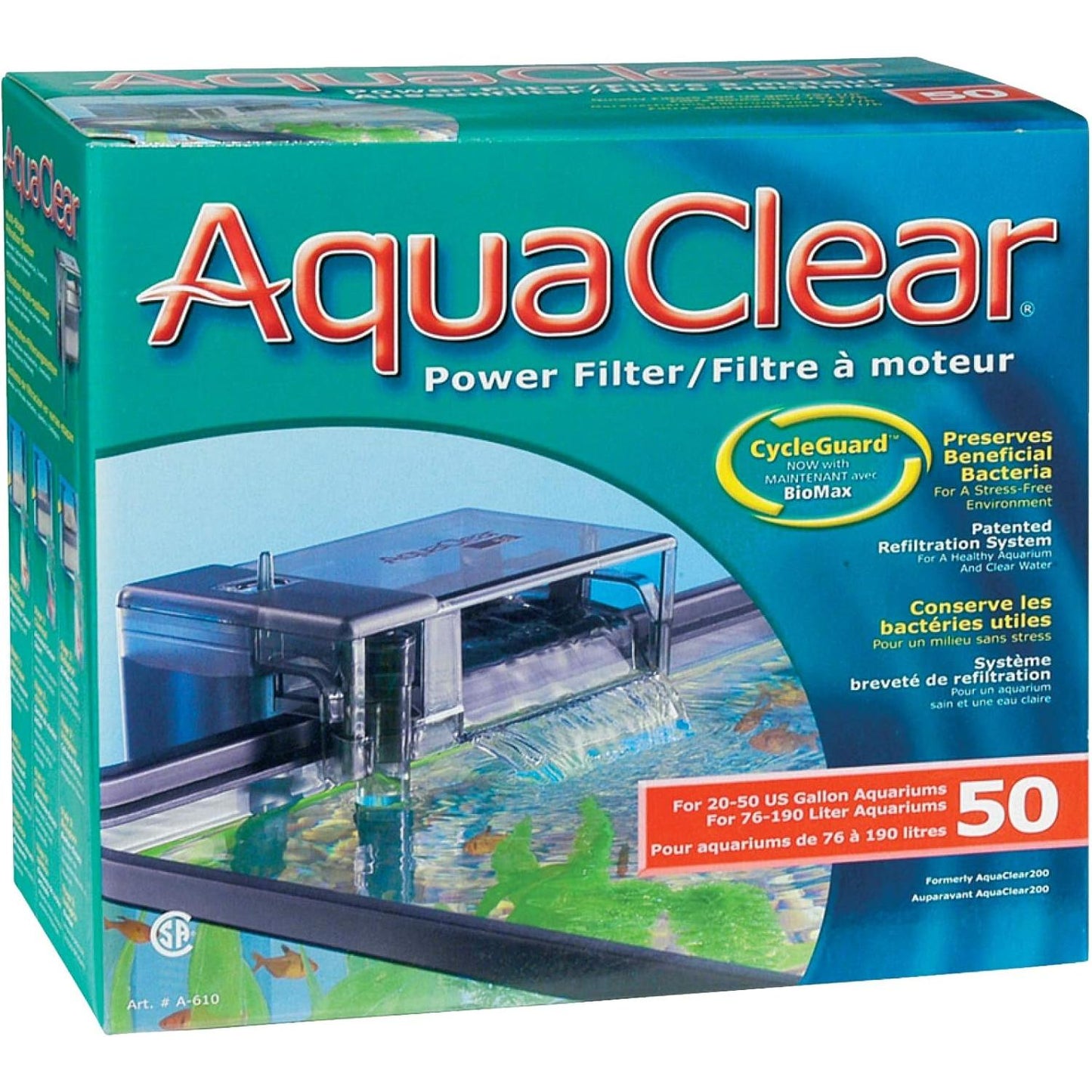 Filtre à suspendre AquaClear 50 au dos