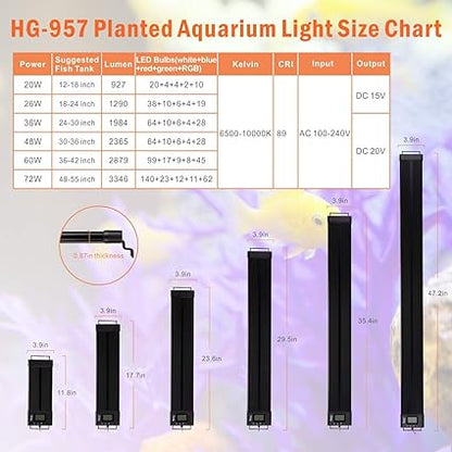 Hygger 957 Full Spectrum Auto On/Off 72W (48"-55")